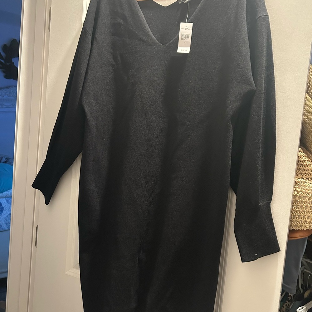 Ann Taylor Black V-Neck Dress